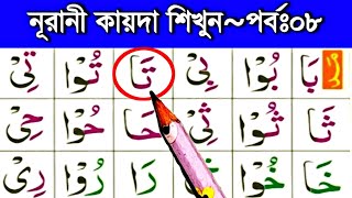 নূরানী কায়দা শিক্ষা পর্ব ৮  এক আলিফ মদের উচ্চারণ সহীহ শুদ্ধ করে শিখুন  Noorani qaida sikkah part 8 [upl. by Zackariah]