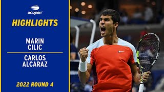 Marin Cilic vs Carlos Alcaraz Highlights  2022 US Open Round 4 [upl. by Aila]