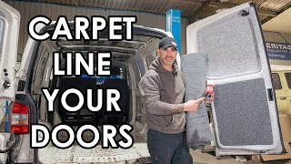 TRANSFORM YOUR DOORS How to carpet line a campervan door [upl. by Alikat]