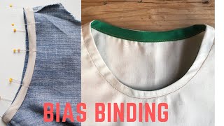 How To Sew Bias Tape Around Neckline And Armhole Sewing Tutorial How to finish neckline Necklines [upl. by Boony20]