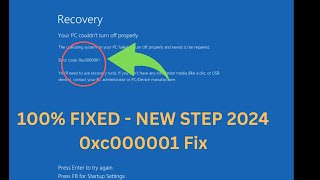 0xc000001 Fix Windows 10  Your PC Couldnt start properly Blue Screen Recovery Error [upl. by Mosi]