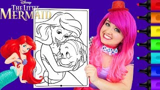 Coloring Ariel The Little Mermaid Coloring Page Prismacolor Paint Markers  KiMMi THE CLOWN [upl. by Tichon]