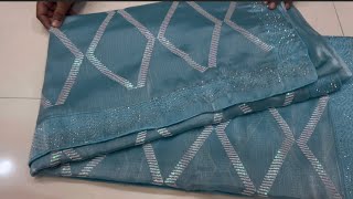 Designer Organza Light Blue Saree [upl. by Jenette]