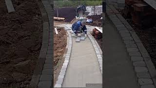 Paving stones Paving stonesLaying paving stones The trackconstruction work diy blockwork [upl. by Attenna]