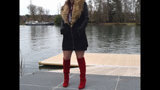 Cuissardes rouges au bord de leau  Red thigh high boots by the water  Rote OverkneeStiefel [upl. by Coney]