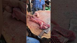 Awesome ox meat borfi shape cutting skill by expert butcher in bd [upl. by Halimaj]