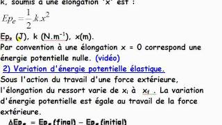 cours TS  mécanique  énergie potentielle élastique dun ressort [upl. by Otina]