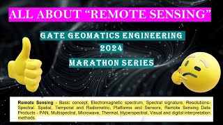 COMPLETE REMOTE SENSING GATE GEOMATICS ENGINEERING 2024  MARATHON SERIES gategeomaticsengineering [upl. by Nehtanhoj]