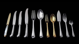 Puiforcat Hermes 140pc Sterling Silver amp Vermeil Flatware Set Mazarin Pattern [upl. by Nuawed496]