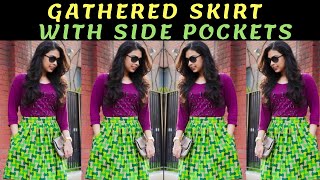 GATHERED SKIRT WITH POCKETS DETAILED BEGINNERS TUTORIAL [upl. by Drazze]