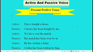 Active and Passive Voice  Present Perfect Tense [upl. by Aij]