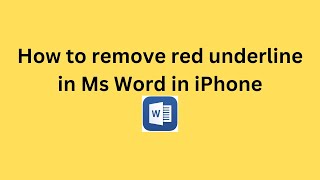 How to remove red underline in Ms Word in iPhone [upl. by Keiko731]