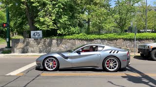 Ferrari F12tdf  Startup amp Hard Acceleration [upl. by Nylareg376]