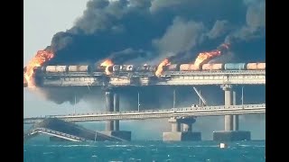 CRIMEAN BRIDGE PARTIALLY DESTROYED [upl. by Assenav]