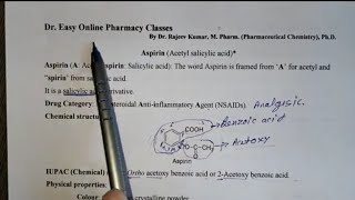 AspirinNSAIDs Pharmaceutical chemistry D Pharma First year New syllabus and second year [upl. by Eelsew]