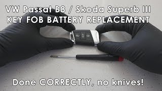 How to Replace VW Passat B8 Skoda Superb III Key Battery [upl. by Nikki392]