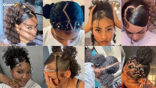 😍💖Cute and Easy Natural Curly hairstyles pt2🦋✨ [upl. by Annatnas]