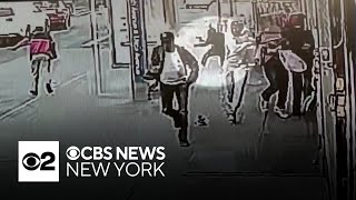 Surveillance video shows dozens running from Brooklyn shooting [upl. by Pontus]