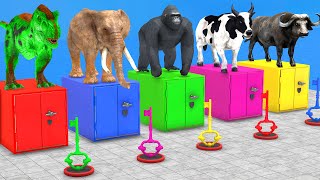 Cow Elephant Gorilla Dinosaur Buffalo Guess The Right Key ESCAPE ROOM CHALLENGE Wild Animals Funny [upl. by Auqcinahs]