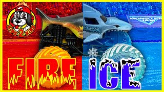 MONSTER JAM FIRE amp ICE Monster Trucks Compilation  Racing amp Freestyle Arena Challenge WITH WATER [upl. by Sidalg640]