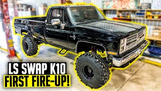 LS Swapped K10 Squarebody First Fire Up  1987 Chevy K10 Truck Ep 3 [upl. by Eojyllib]