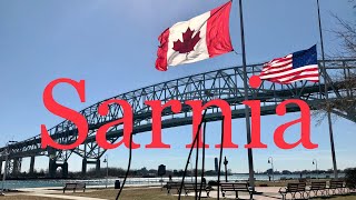 Sarnia Ontario Downtown  Blue Water Bridge  CanadaUSA border  Best City to live in Canada 4K [upl. by Reld455]