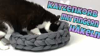 Katzenkorb mit den Händen gehäkelt  Hand häkeln  Tube Garn  Einfach [upl. by Mcdowell325]