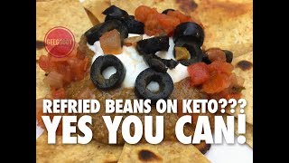 REFRIED BEANS ON KETO YES YOU CAN  KETO REFRIED BLACK SOY BEAN NACHOS [upl. by Azil]