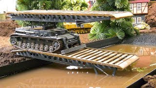 RC MODEL SCALE BRIDGE LAYER TANK IV IN DETAIL AND DEMONSTRATION RC MILITARY VEHICLES [upl. by Notyard549]