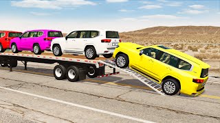 Flatbed Truck Mcqueen  Transportation with Truck  Pothole vs Car 186  BeamNGDrive [upl. by Cataldo]