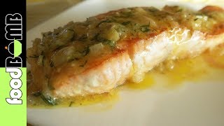 70 Zalm bakken met Mosterd Dille Saus  Foodbomb [upl. by Annahsad761]