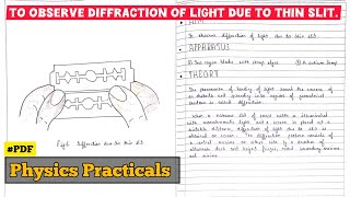 🟠To observe diffraction of light due to thin slit  CLASS 12 Physics Practicals PDF CBSE [upl. by Walke]