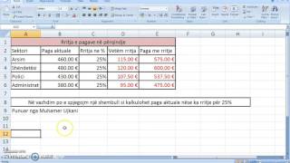 Rritja e pagave në perqindje nga Muhamer Ujkani tabel e punuar ne programi Excel [upl. by Oilasor697]