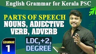 NOUN PRONOUN VERB ADVERB Parts of Speech English Grammar for LDC amp ALL PSC Exams by Jafar Sadik [upl. by Ynotna]