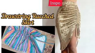 How to Cut and Sew a Drawstring Rucched Skirt [upl. by Ahsilahk]