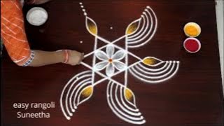 Creative Indian rangoli Art designs  Friday muggulu  rangoli kolam easy method [upl. by Aissatan229]