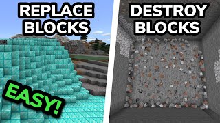 HOW TO USE COMMANDS TO MASS FILLDESTROYREPLACE BLOCKS in Minecraft Bedrock MCPEXboxPS4PC [upl. by Derdlim]