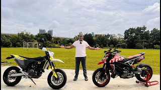 Husqvarna 701 Supermoto VS Ducati Hypermotard 950  which one will you pick [upl. by Zetana]