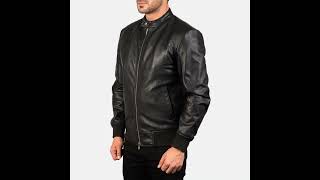 Mens Genuine Leather Bomber Jacket bomber fashion trending [upl. by Huff837]