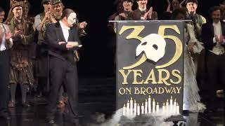 The Phantom of the Opera  Broadway 35th Anniversary Curtain Call Speech  January 26 2023 [upl. by Aldous287]