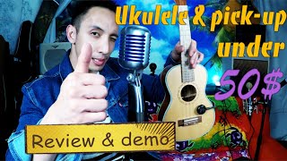 Mugig UK23 ukulele amp Kmise KP01 Piezo pickup reviewampdemo [upl. by Kassab292]