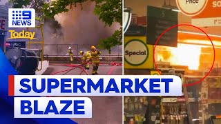 Shoppers flee Woolworths supermarket fire in Adelaide  9 News Australia [upl. by Gnaig]