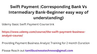 Swift Payment Corresponding Bank Vs Intermediary Bank [upl. by Annoyk]