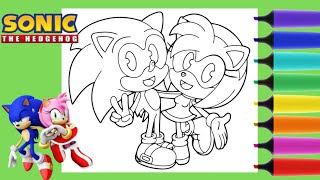 Coloring Sonic The HedgeHog and Amy Rose  Coloring Pages for kids [upl. by Nitsu]