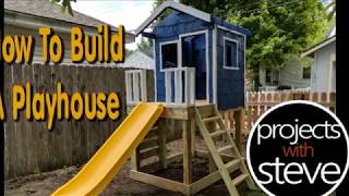 HOW TO BUILD A PLAYHOUSE  Dream Playhouse with shaker siding roof ladder rock wall and slide [upl. by Limoli112]