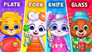 The Table Song by RV AppStudios  Plate Fork Knife and Glass  Kids Songs and Nursery Rhymes [upl. by Anrym431]