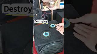 Destroy power of subwoofer CD Crusher speaker diy funny [upl. by Ahtanoj259]