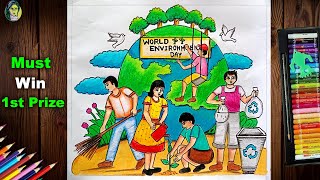 World Environment Day Drawing  Environment Day Poster Drawing  Vishva Paryavaran Divas Per Drawing [upl. by Whitehurst]