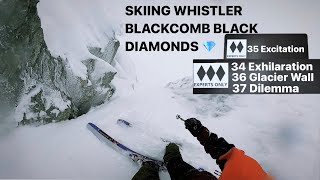 SKIING WHISTLER BLACKCOMB BLACK DIAMONDS VIA POV  Exhilaration Excitation Glacier Wall Dilema [upl. by Olrak]