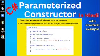 C Parameterized Constructor  In Hindi [upl. by Holna]